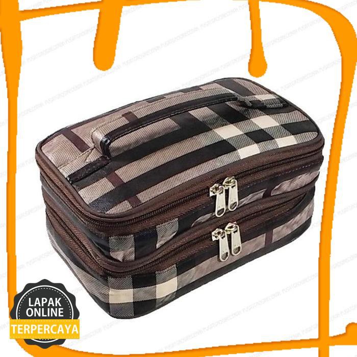 Original Wso Burberry Coklat (Woman Stuff Organizer) Tas Kosmetik Cosmetic Bag Jaminan Mutu