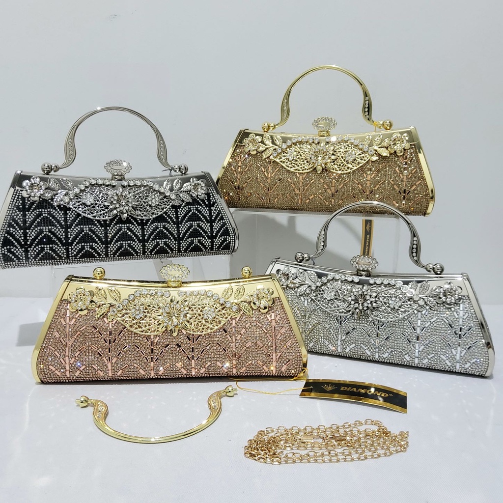 Tas Pesta Farnell Import Diamond Clutch Permata Rhinestones Mewah 2915/2901/2902