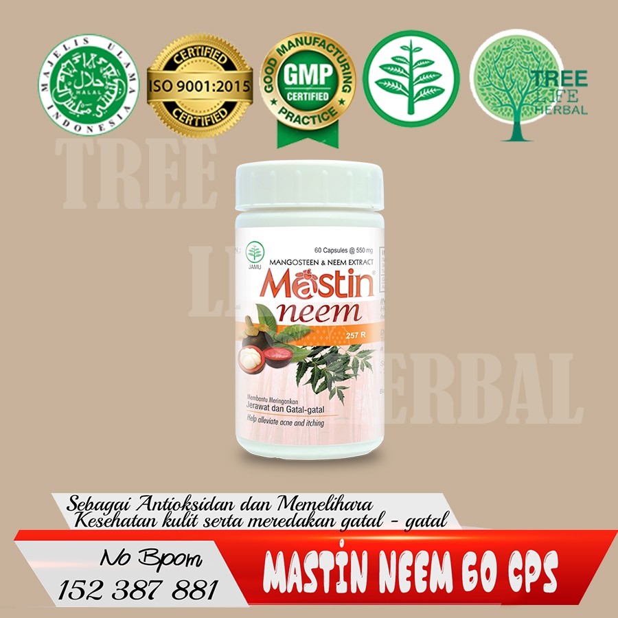 Jual Mastin Neem Kapsul Borobudur Herbal Meringankan Jerawat Dan