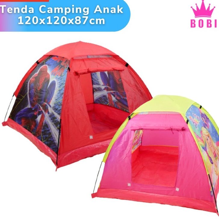 Tenda Anak Bermain Camping Indoor Outdoor / Tenda Camping Anak/ Tenda Praktis Motif Spiderman,Barbie