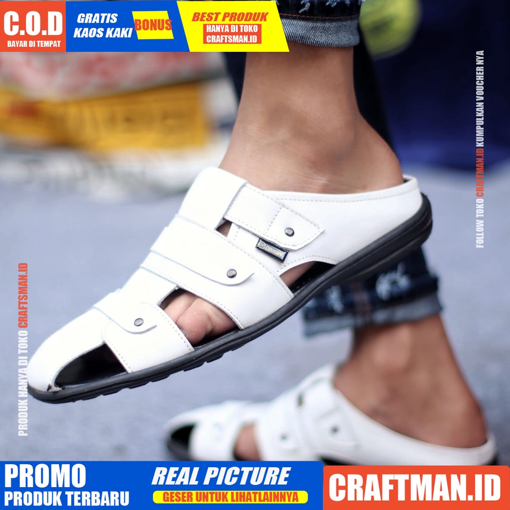 CRAFTS X TUTONG Sandal Kulit Pria Sepatu Bustong Casual Pria