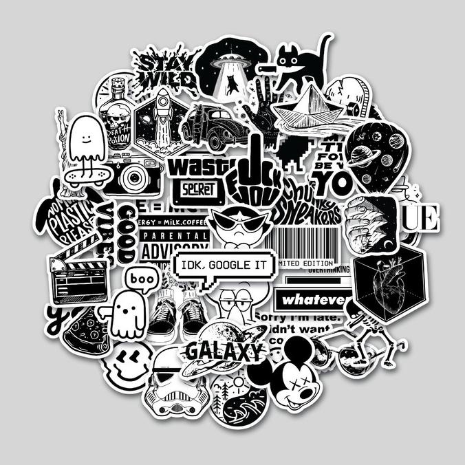 

BANTING HARGA STICKER PACK BLACK & WHITE | STICKER TUMBLR | STIKER LAPTOP KOPER HELM