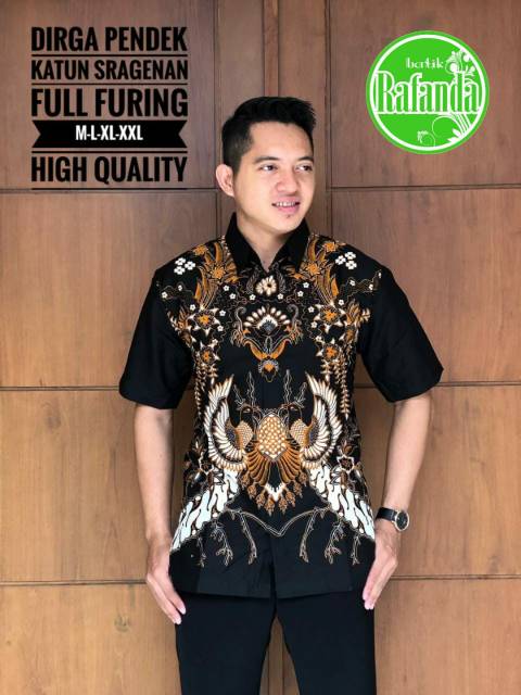 Batik Solo DIRGA Kemeja Pria Katun Halus Sragenan Full Furing