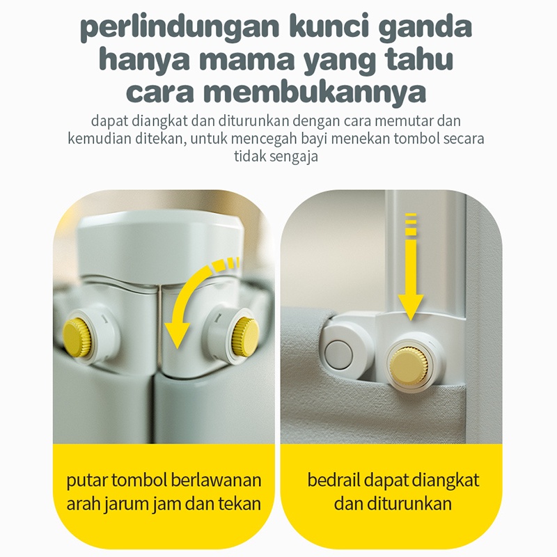 Baby Bedrail Bed Guard Rail / Fence Pembatas Pengaman Pagar Kasur Ranjang Anak Vertical Lift Adjustable Bayi Bed Rail Safety Guard