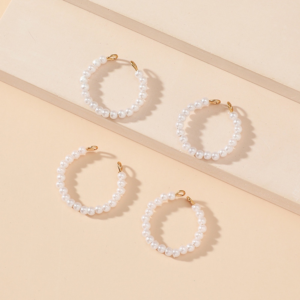 4pcsset Cincin Wanita Model Terbuka Warna Gold Hias Mutiara Imitasi Adjustable Untuk Pernikahanhadiah
