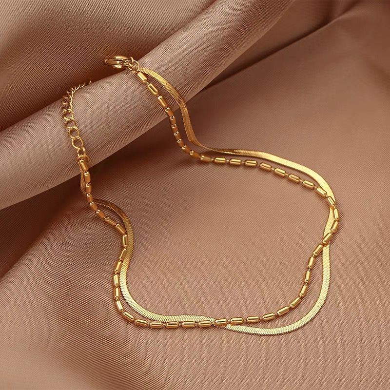 COD! gelang kaki titanium wanita 2layer gold anti karat import