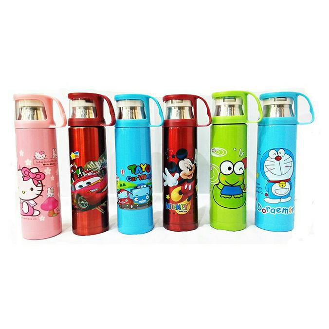 Termos Tutup Gelas Cangkir Air Karakter Minuman Anak Lucu Panas Dingin READY