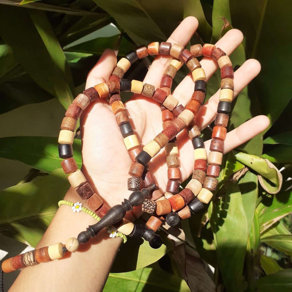 Tasbih Kayu/Tasbih Kayu Kombinasi/Tasbih Kayu Model Persegi/Tasbih Muslim/Tasbih 99