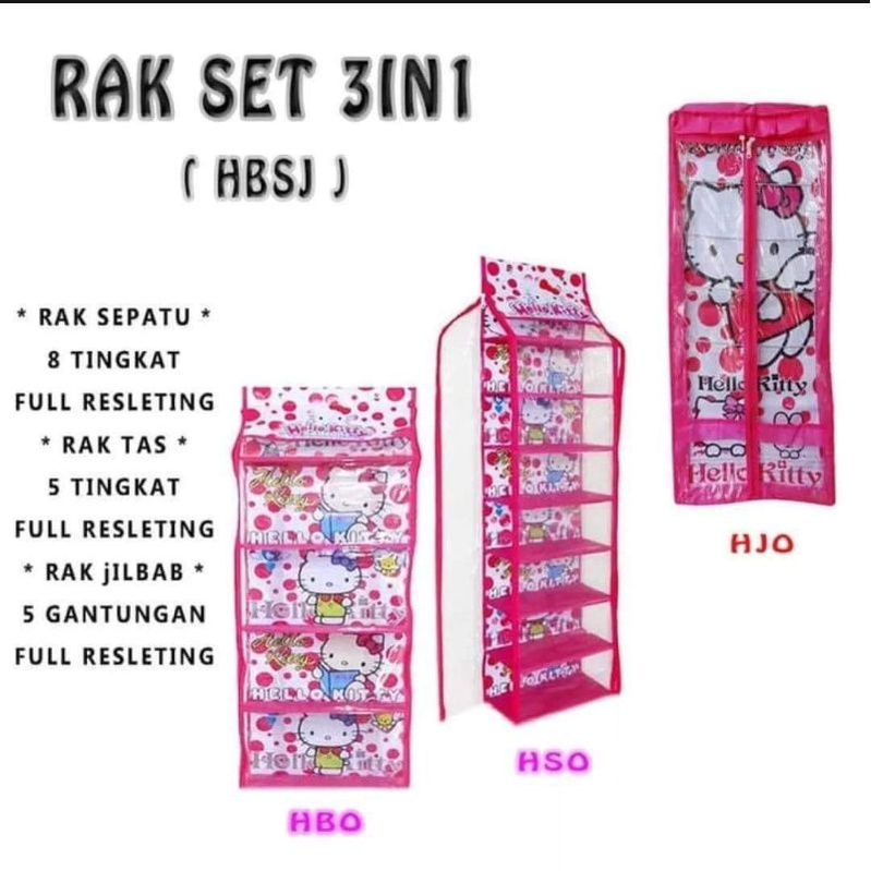 Rak Set Gantung 3in1 (Rak Tas, Rak Sepatu, Rak Jilbab)