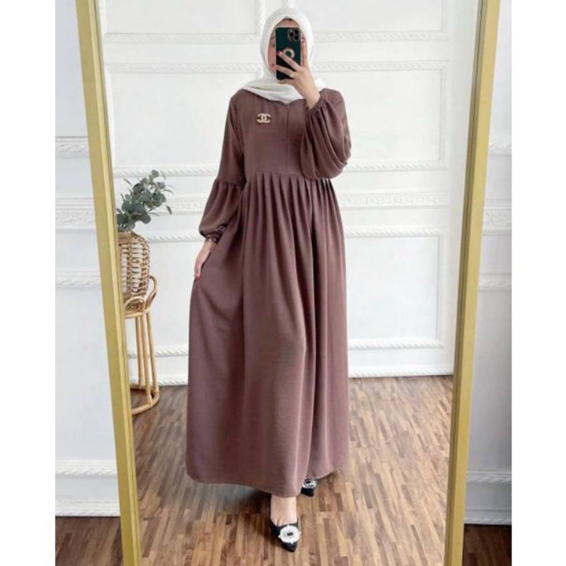 GAMIS POLOS BAHAN CRINCLE AIRFLOW TERBARU/FASHION MUSLIM TERKINI