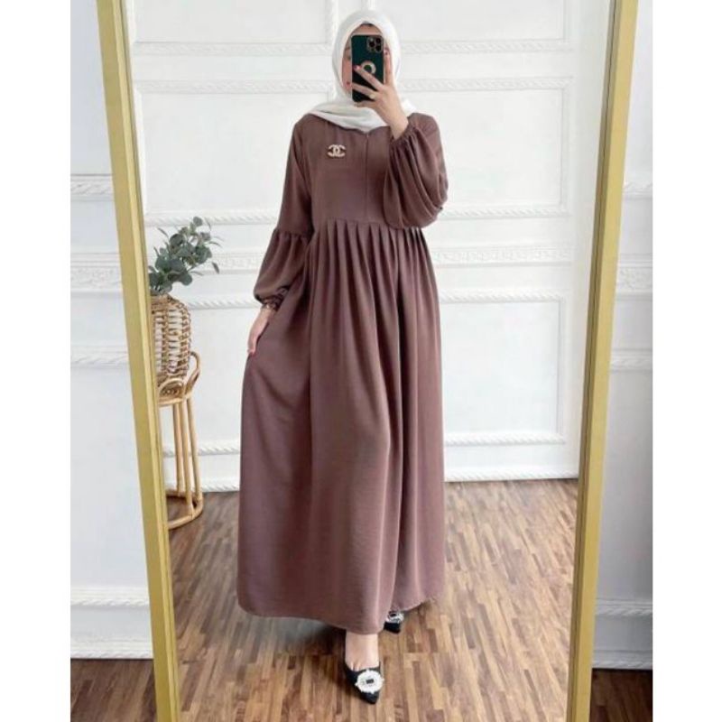 GAMIS POLOS BAHAN CRINCLE AIRFLOW TERBARU/FASHION MUSLIM TERKINI