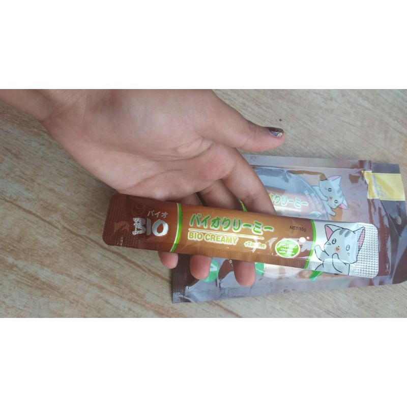 snack kucing bio creamy + taurine - chicken & tuna