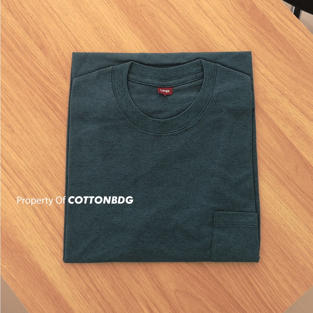 KAOS POLOS SAKU PRIA POCKET TANGAN PENDEK WARNA TEAL TRITONE UKURAN S-XL BAHAN THREETONE 30S ORGINAL