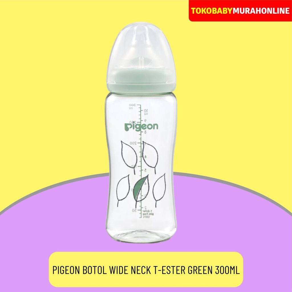 PIGEON BOTOL T-ESTER WIDE NECK 300ML LIGHT GREEN W/ P-PLUS NIPPLE / BOTOL SUSU