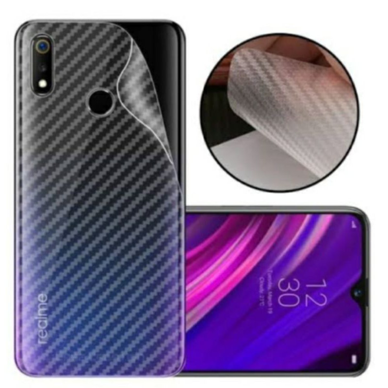 Skin Graskin Carbon Realme 3 Realme 3 Pro Anti jamur Belakang transparan