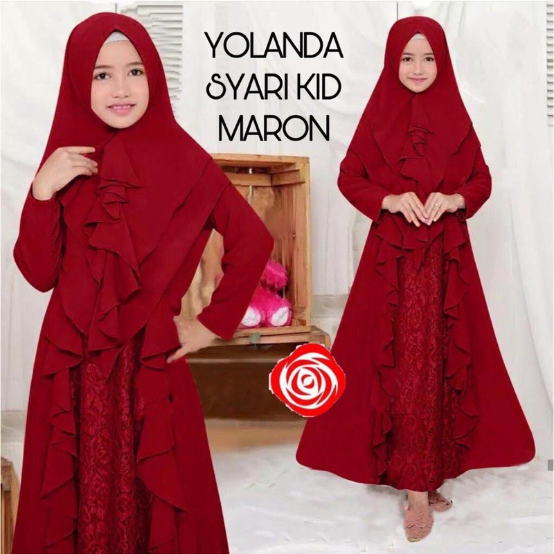 syari anak gamis terbaru 2021 yolanda syari kid maron anak 9-12 tahun