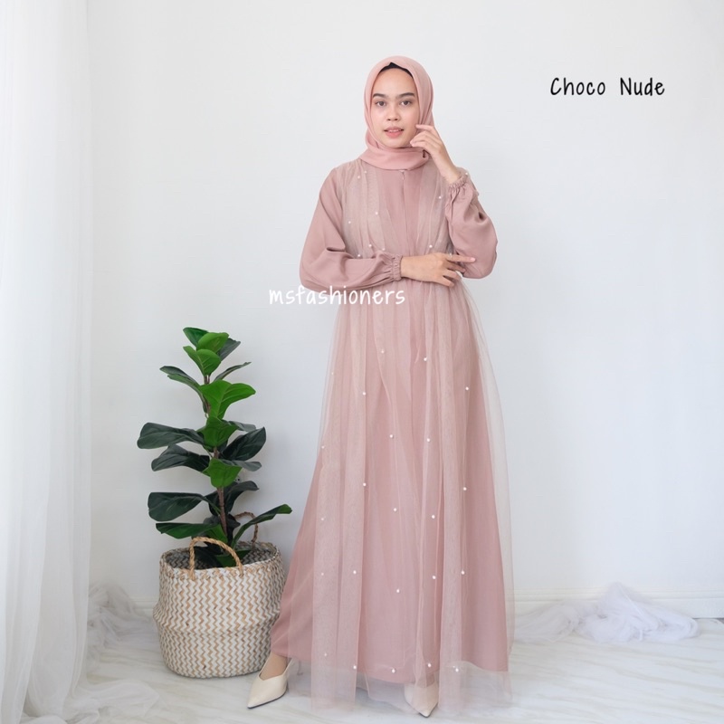 Zemira Maxi Dress Mutiara/ Dress lebaran muslim / gamis muslim lebaran busui/ dres tile/ dres pearl/