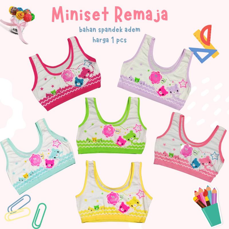 Miniset Anak Perempuan Miniset Tanpa Busa Motif Kartun warna Warni