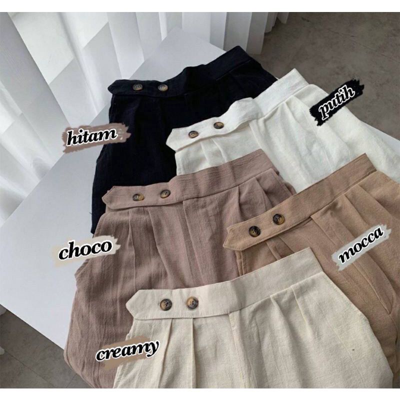Kulot Linen Highwaist Double Kancing Original/Celana Panjang Kain Wanita/OOTD Fashion Wanita/Celana 