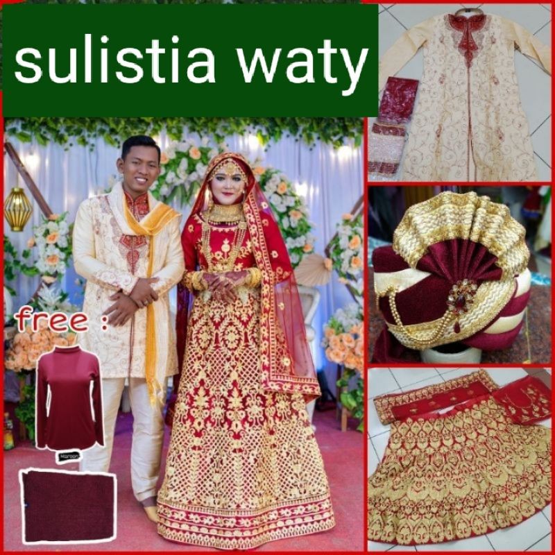 BAJU PENGANTIN BRIDAL INDIA COUPLE/BAJU PENGANTIN TURKI MODERN/GAUN PENGANTIN INDIA BORDIR 3D/INDIA