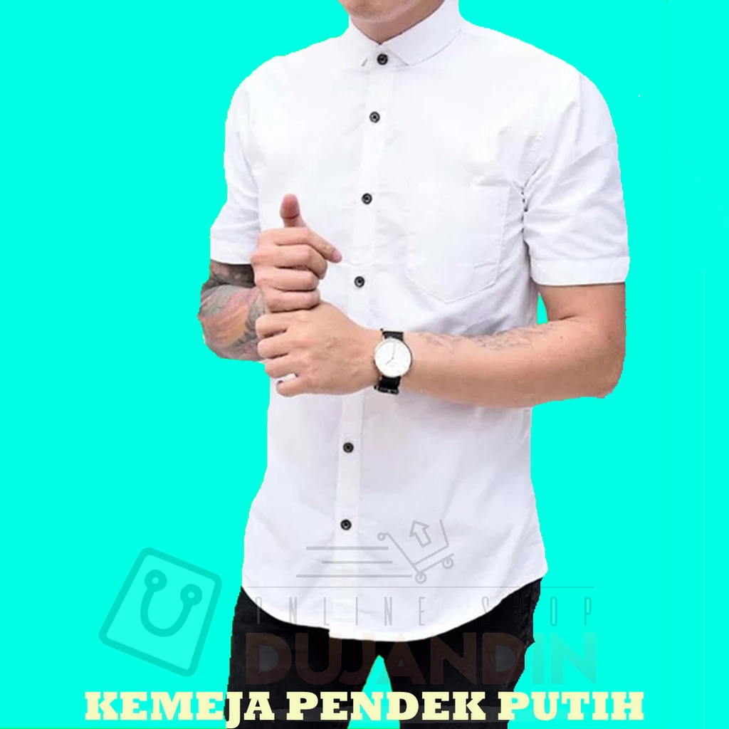 Kemeja Putih Lengan Pendek Pria Cowok Gantlemen Boy Katun