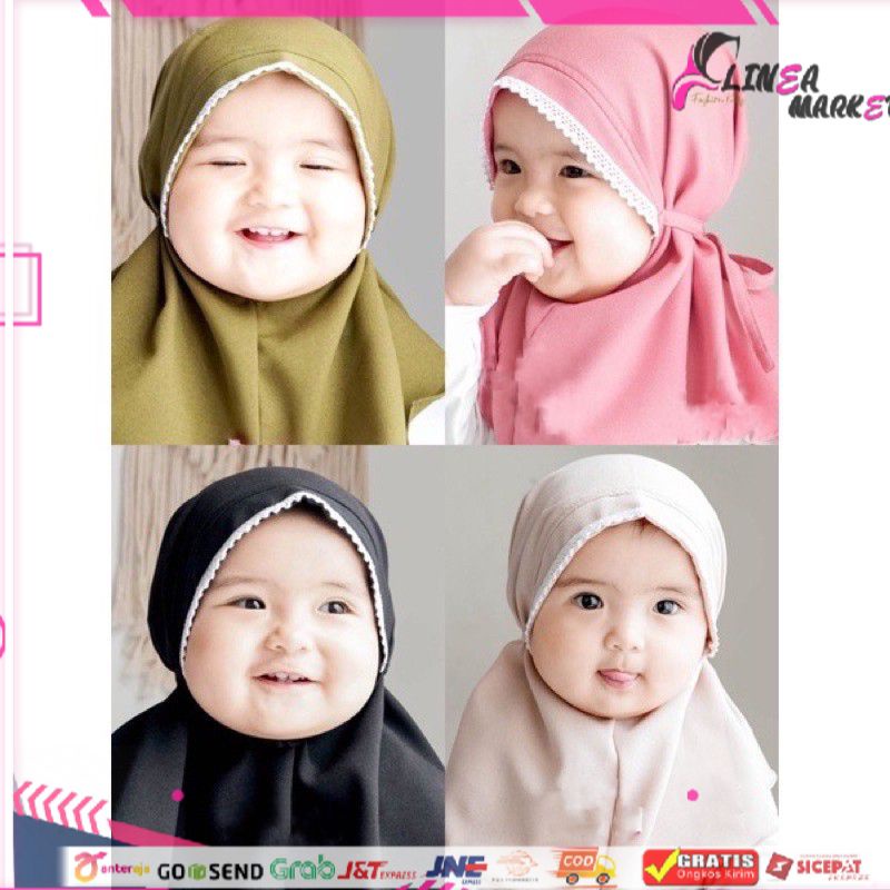 Bergo bayi renda / jilbab maryam anak diamond newborn kado bayi cewek HB-20