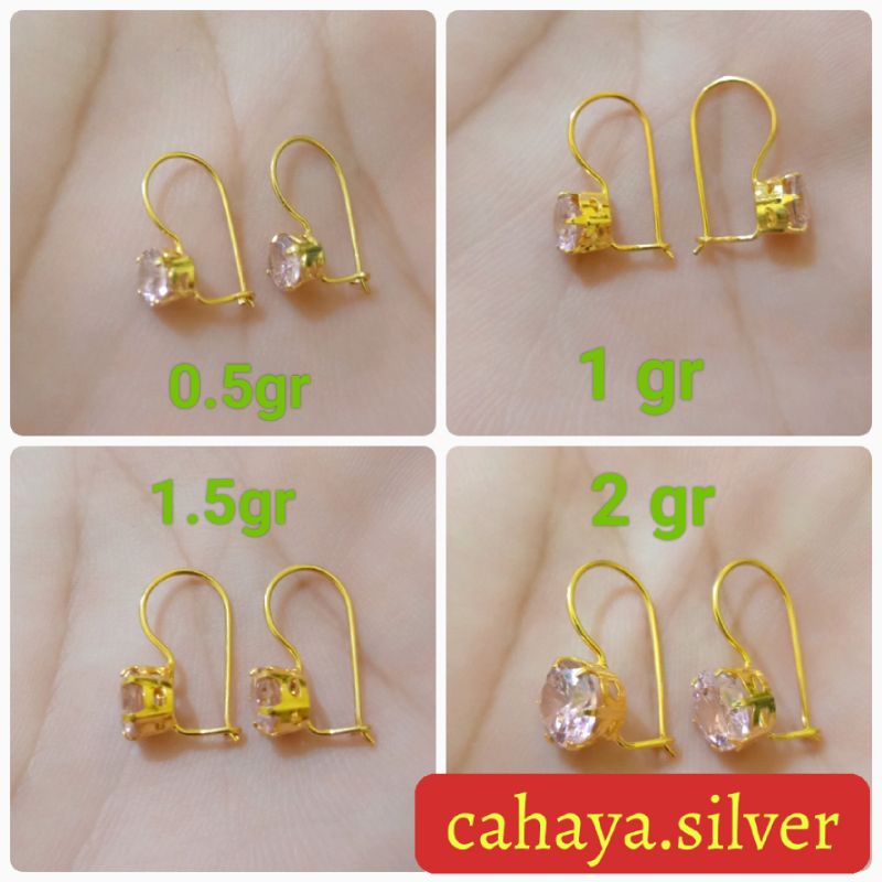 ANTING DESI MATA PINK PERAK 925 LAPIS MAS