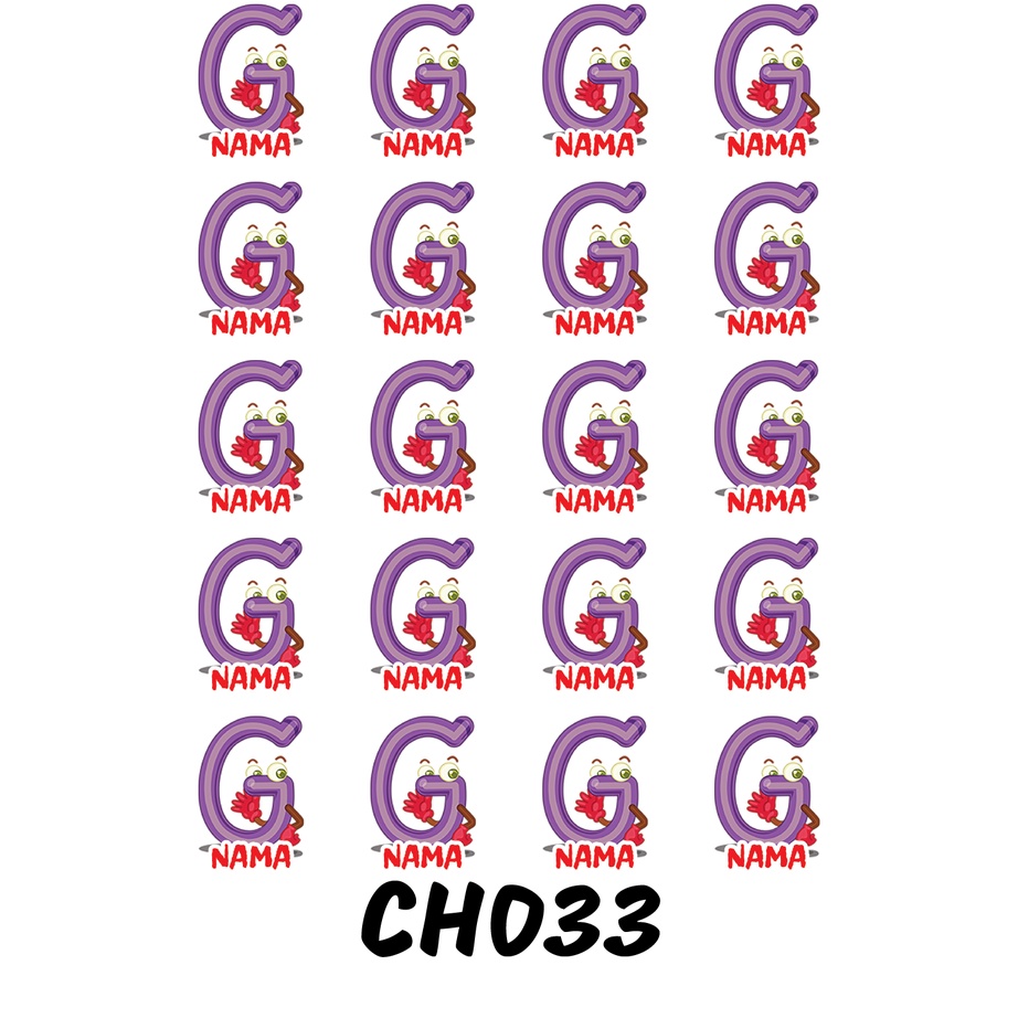 

Sticker Nama Cutting Label Waterproof Tahan Air Huruf 33 (CH033)