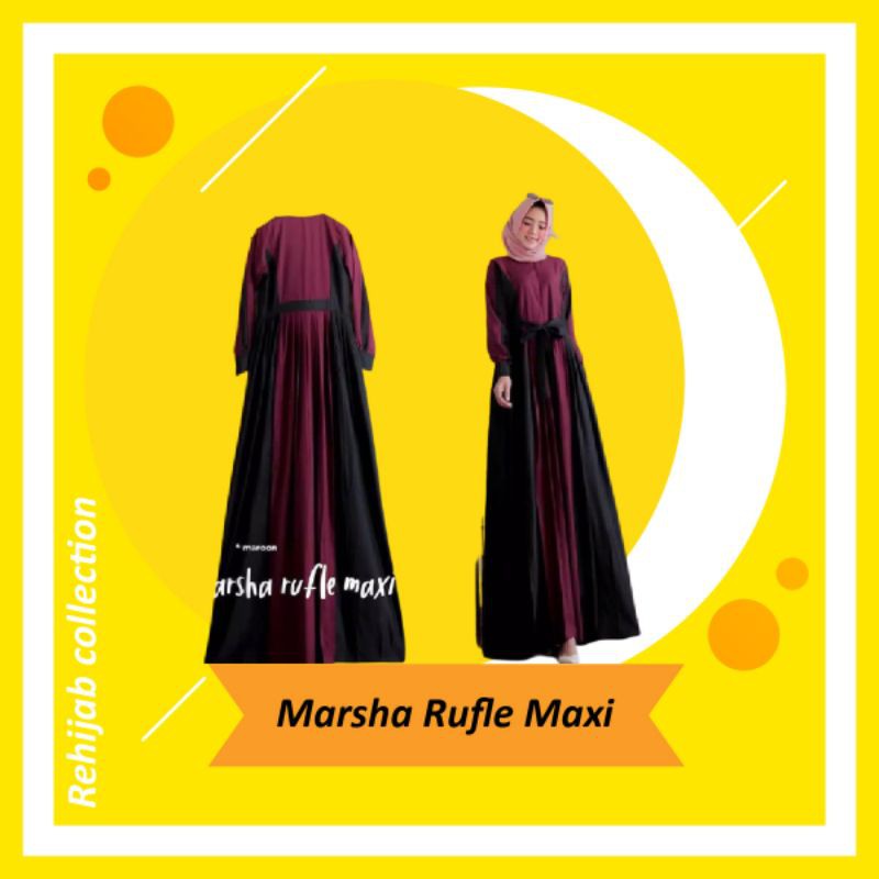 gamis marsha ruffle maxi dress wanita fashion muslim