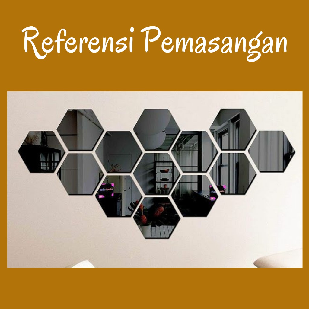 MINIMALY Cermin Hexagonal (cermin asli) 16x14 Cermin aesthetic Kaca Cermin Dinding Cermin tempel-3
