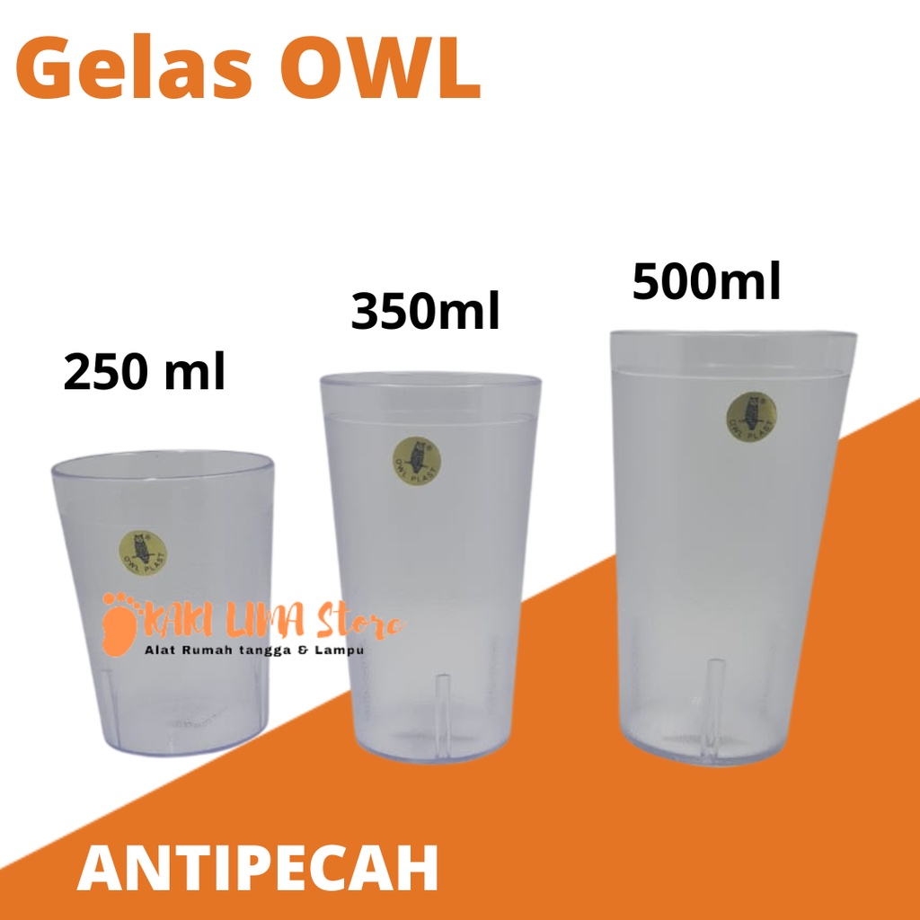 Gelas Akrilik Owl Gelas Plastik Anti Pecah PREMIUM