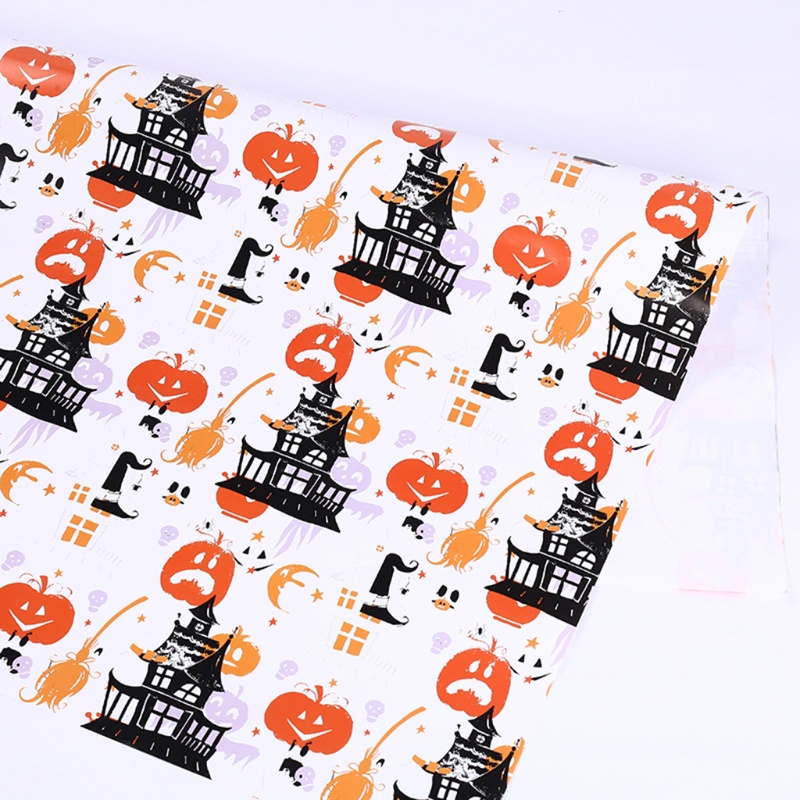 Zzz 5 Lembar Kertas Pembungkus Kado Handmade Motif Labu Halloween