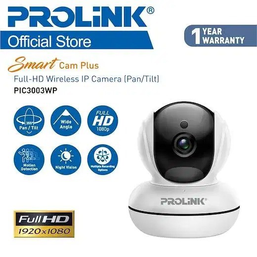 Kamera CCTV WIFI PROLiNK PIC3003WP Full HD 1080P Smart Wi-Fi Pan-Tilt IP Bardi PTZ CCTV