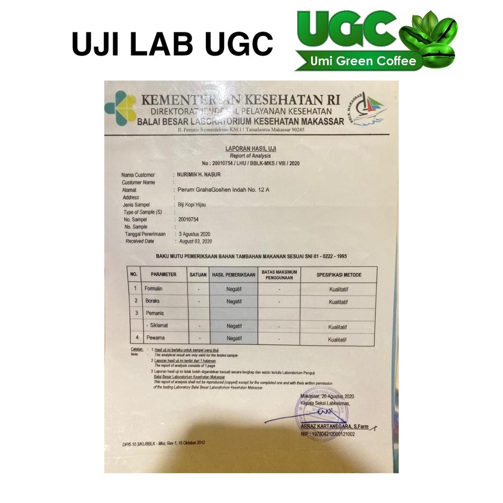 UGC Umi Green Coffee Original 100% 250gram