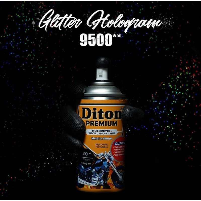 CAT SEMPROT DITON PREMIUM CLEAR GLITTER HOLOGRAM 9500 300cc