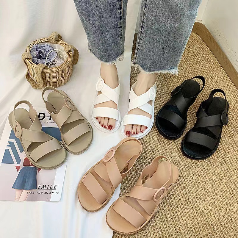 Roman Flat Sandals Strap Casual Rubber Sandal Sepatu Tali Wanita 5260 (36-40)