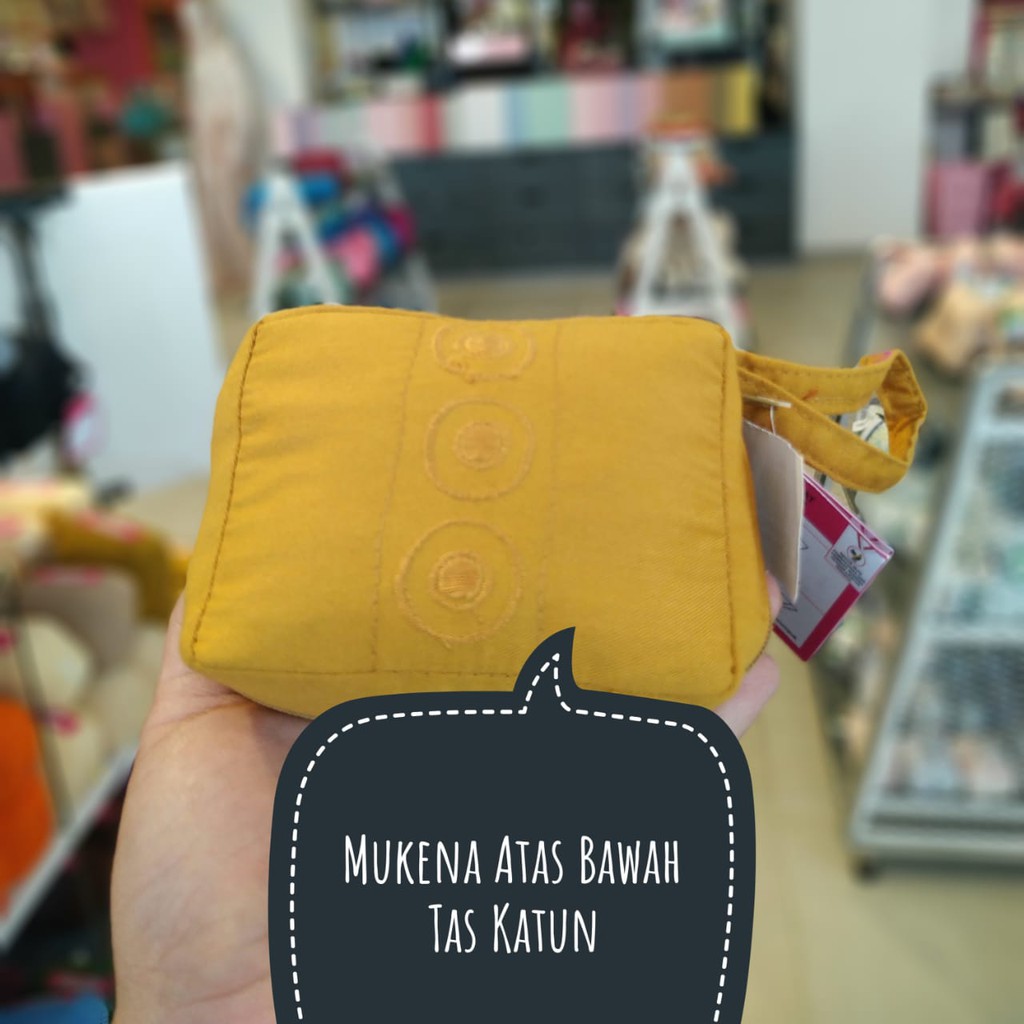 Mukena Travelling Model Atas Bawah dg Tas Katun Warna Kuning Kunyit