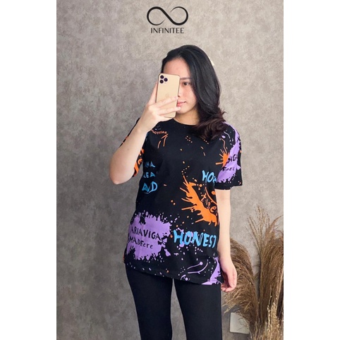 Kaos Wanita Bahan Cotton Combed 30s Full Print Lengan Pendek Kaos Oblong Wanita Remaja