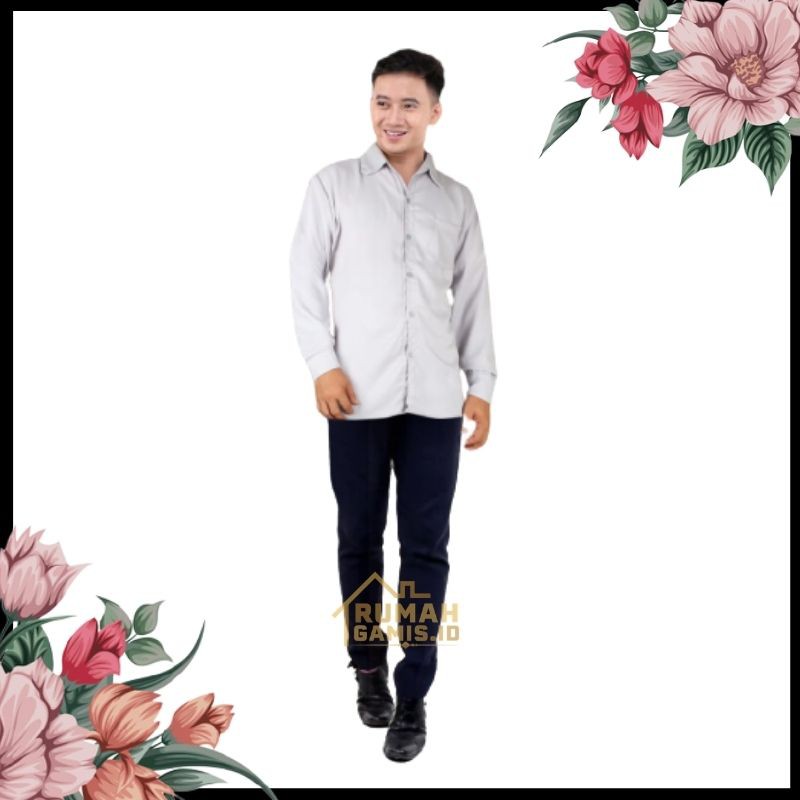 Baju Kemeja Pria Kasual Lengan Panjang - Kemeja - Size L, XL, XXL -