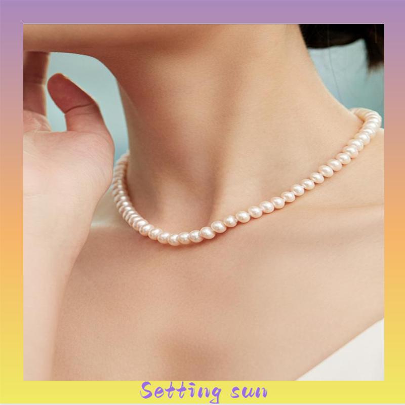 Kalung Choker Rantai Klavikula Hias Mutiara Gaya Korea Untuk Aksesoris Perhiasan TN