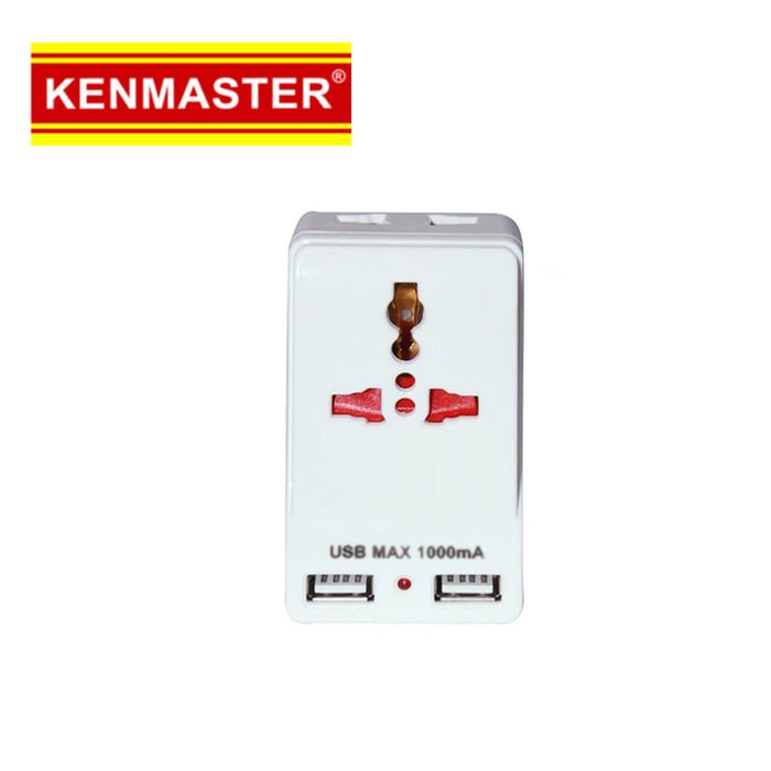 Kenmaster Steker Colokan Listrik 2 USB Plug Adaptor Stop Kontak S0203