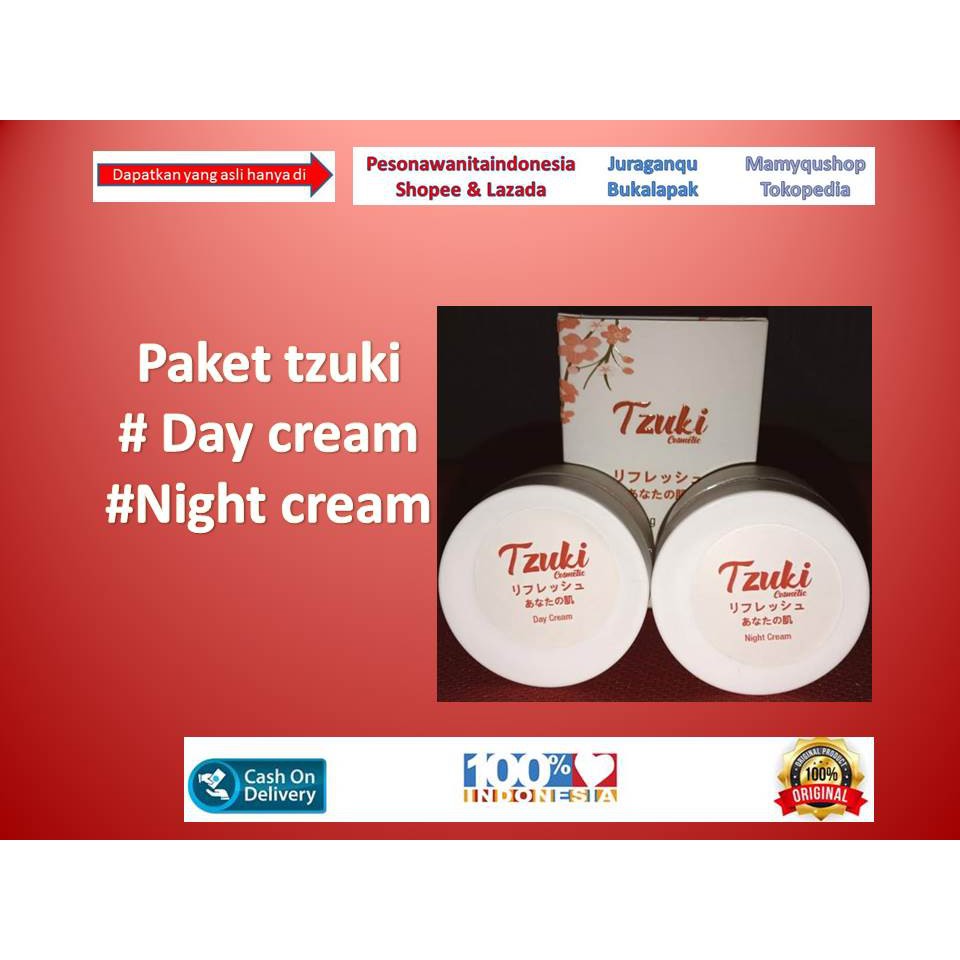 KRIM TZUKI PAKET CREAM SIANG & MALAM CREAM TZUKI KRIM TZUKI ORIGINAL ORI CREM TZUKI ORI
