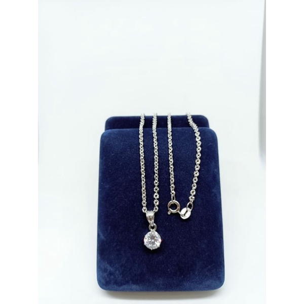 kalung nori ukir + liontin solitaire mp/kalung perak asli silver925 lapis emas/kalung fashion