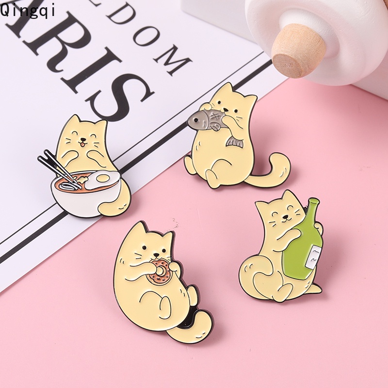 Bros Pin Desain Makanan Donat Mie Kucing Dan Ikan Untuk Aksesoris Hadiah