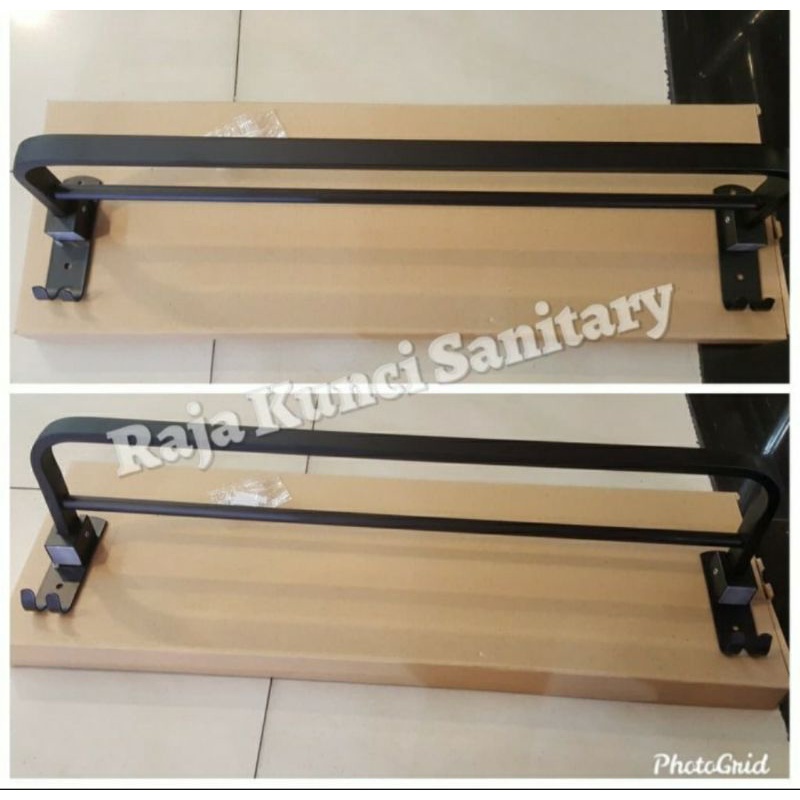 Gantungan Handuk Lipat Stainless Hitam/Black/Gantungan Lipat/Gantungan Baju/Rak Handuk