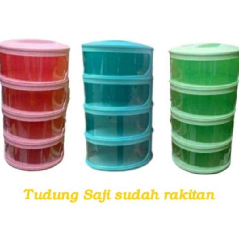 Tudung Saji 4 Susun Rakitan Serbaguna 4 Layer Multifungsi Warna Putih Biru Pink Hijau Ungu