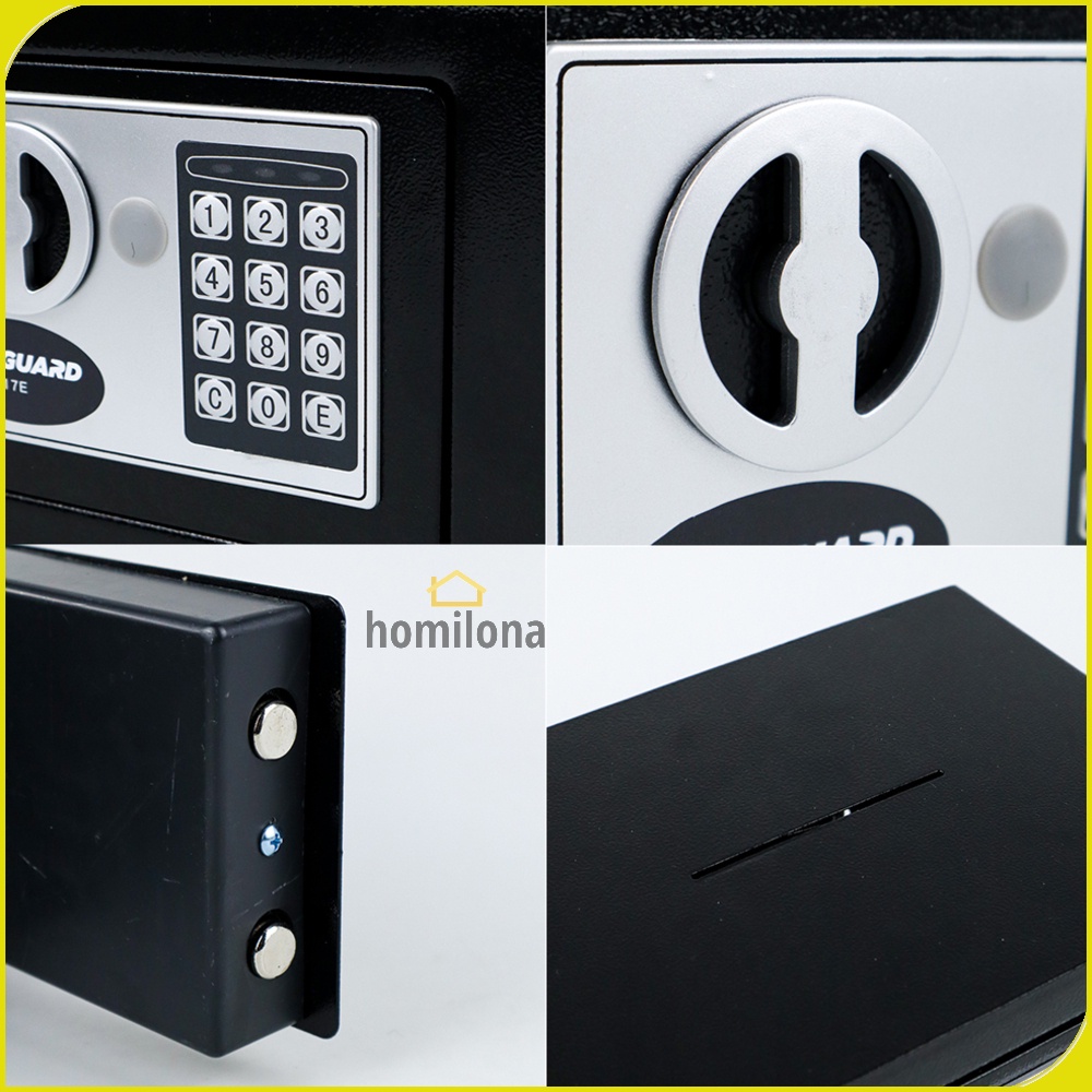 Kotak Brankas Hotel Mini Electric Password Deposit Box with Lubang Celengan 4.6L - TaffGUARD 17E - Black