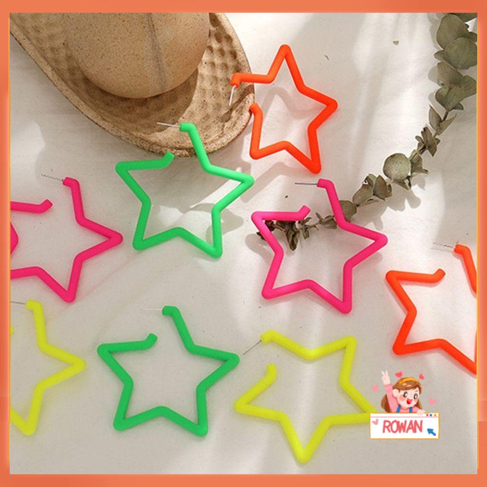 ROW Accessories Geometric Earrings Fashion Hoop Earring Colorful Star Women Cute Personality Vintage Bright Fluorescence/Multicolor