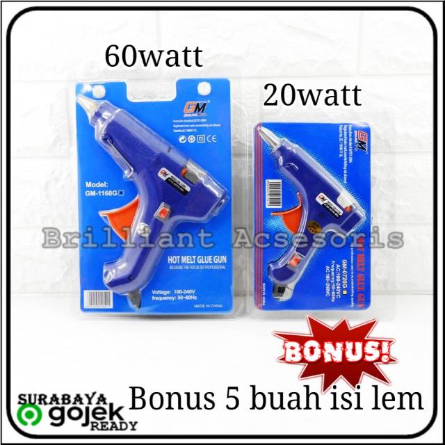 Lem Tembak Silicon GM - Glue Gun - 20watt dan 60watt - 220volt