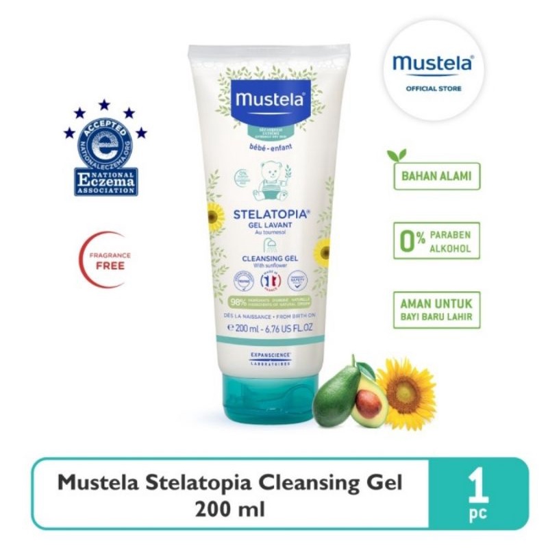 Mustela Stelatopia Cleansing Gel 200 ml/Sabun Mandi Bayi Mustela